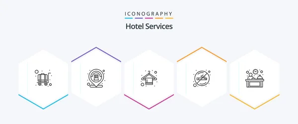 Hotel Services Line Icon Pack Including Manager Male Manager Wardrobe — Stok Vektör