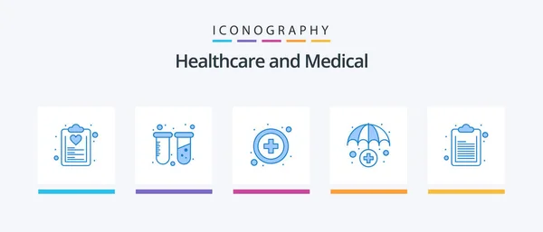 Medical Blue Icon Pack Including List Check List Lab Medical — Vector de stock