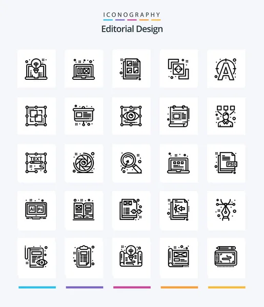 Creative Editorial Design Outline Icon Pack Text Path Creative Finder — Image vectorielle