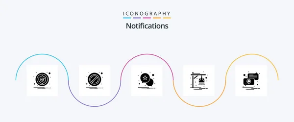 Notifications Glyph Icon Pack Including Placeholder Notification Star Location Notification — Stock vektor