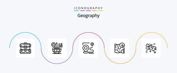 Geo Graphy Line Icon Pack Including Gps Map Globe Position — Stok Vektör
