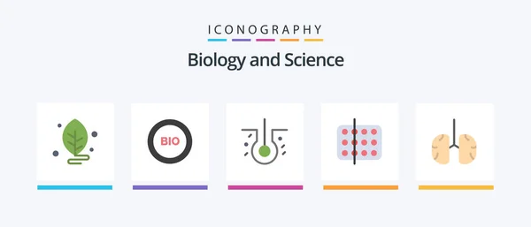 Biology Flat Icon Pack Including Anatomy Medicine Power Medical Biology — Archivo Imágenes Vectoriales