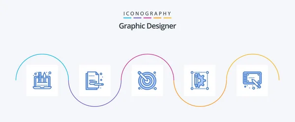 Graphic Designer Blue Icon Pack Including Design Gear Arrow Design — Wektor stockowy