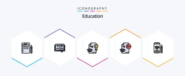 Education Filledline Icon Pack Including Education Education Graduation Cap — Stok Vektör
