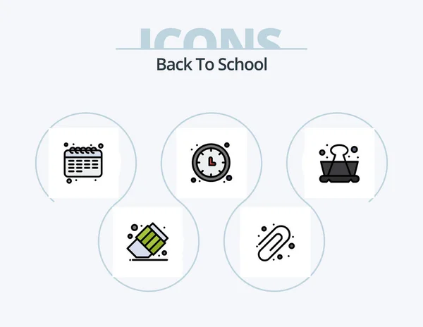 Back School Line Filled Icon Pack Icon Design Notepad Jotter — Stockový vektor