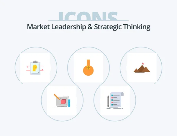 Market Leadership Strategic Thinking Flat Icon Pack Icon Design Reaction — Stock vektor