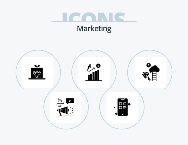 Marketing Glyph Icon Pack Icon Design Cloud Dollar Diamond Marketing — Stock Vector