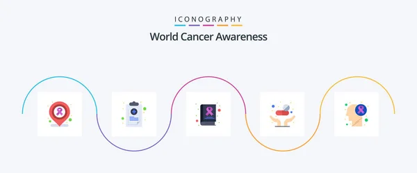World Cancer Awareness Flat Icon Pack Including Brain Tumor Care — 图库矢量图片