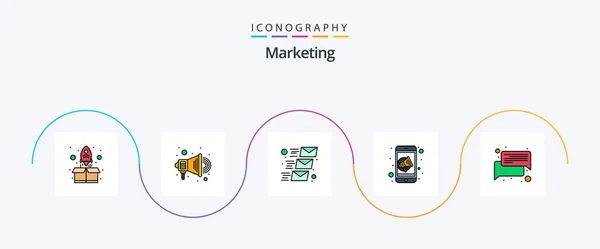 Marketing Line Filled Flat Icon Pack Including Talk Chat Mail — Archivo Imágenes Vectoriales