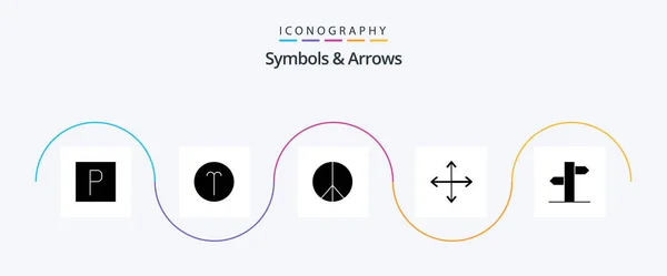 Symbols Arrows Glyph Icon Pack Including Signal Arrows Hippie Address — Stok Vektör