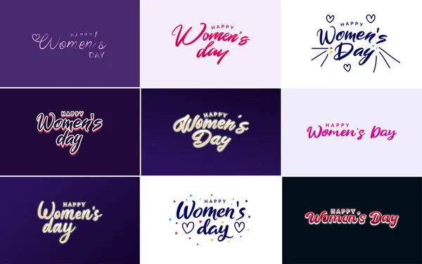 Happy Women Day Typography Design Pastel Color Scheme Geometric Shape — Stock vektor