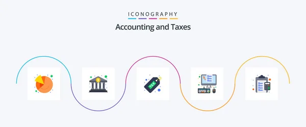 Taxes Flat Icon Pack Including Percent Invoice Cash Devices Money — Image vectorielle