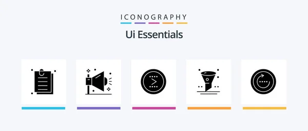 Essentials Glyph Icon Pack Including Interface Browser Seo Right Interface — Stok Vektör