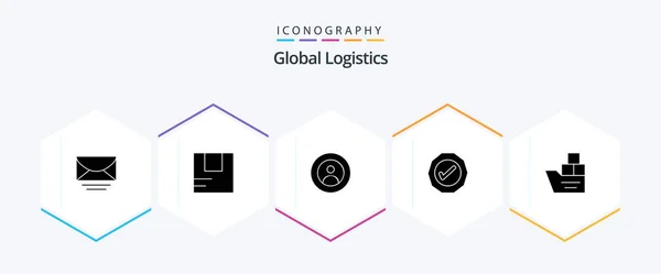 Global Logistics Glyph Icon Pack Including Box Success Earth World — Stockvektor