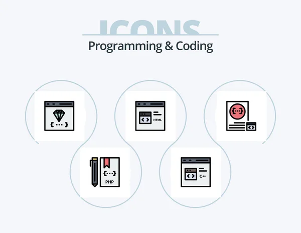 Programming Coding Line Filled Icon Pack Icon Design Coding App — Stok Vektör