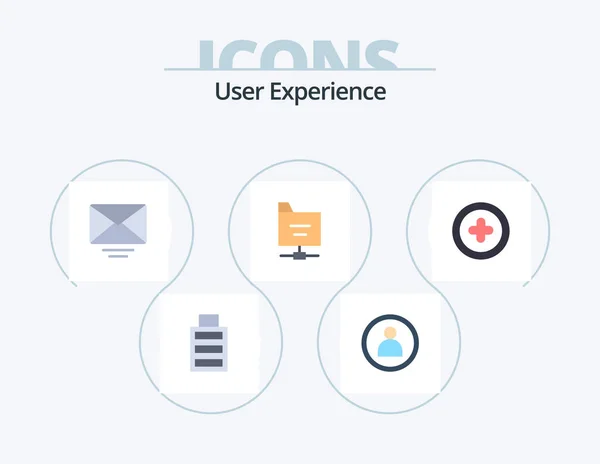 User Experience Flat Icon Pack Icon Design Message Media — Vector de stock