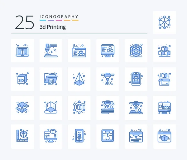 Printing Blue Color Icon Pack Including Box Layer Folder Gadget — Wektor stockowy