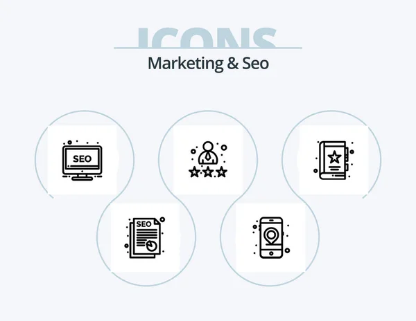 Marketing Seo Line Icon Pack Icon Design Seo Bulls Eye — Wektor stockowy