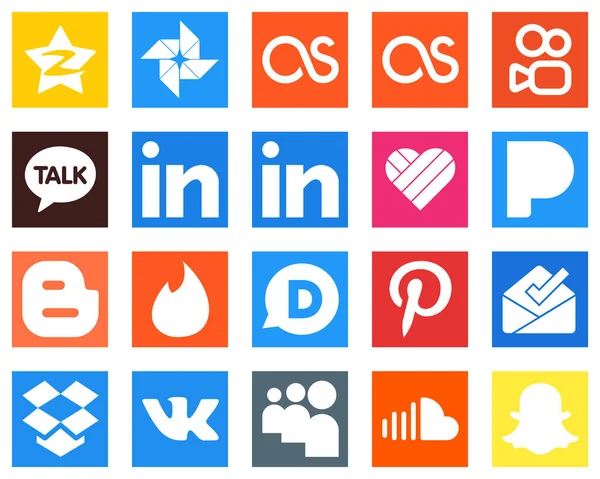 Simple Social Media Icons Dropbox Pinterest Professional Disqus Blog Icons — 스톡 벡터
