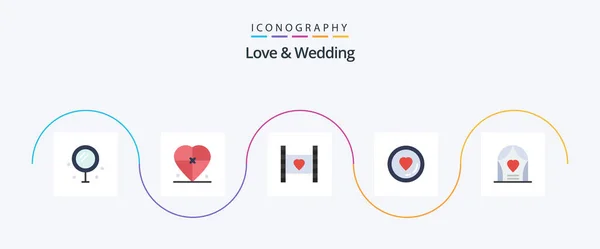 Love Wedding Flat Icon Pack Including Lover Heart Love Wedding — Vettoriale Stock