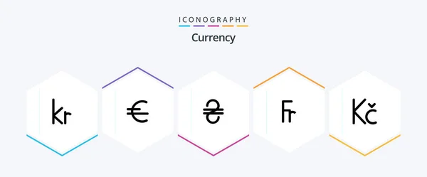 Currency Line Icon Pack Including Foreign Exchange Finance Franc Ukraine — Stock Vector