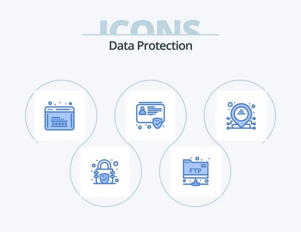 Data Protection Blue Icon Pack Icon Design Address Programming Security — Vetor de Stock