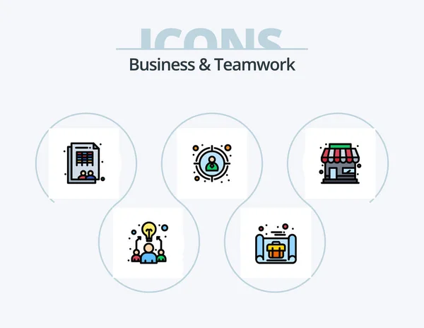 Business Teamwork Line Filled Icon Pack Icon Design Exchange Arrow — Stockvector