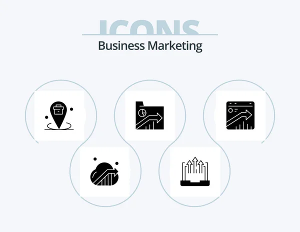 Business Marketing Glyph Icon Pack Icon Design Folder Business Laptop — Stockový vektor