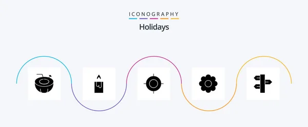 Holidays Glyph Icon Pack Including Winter Panel Target Holiday Romantic — Wektor stockowy