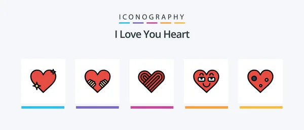 Heart Line Filled Icon Pack Including Valentine Heart Heart Love — Stock Vector