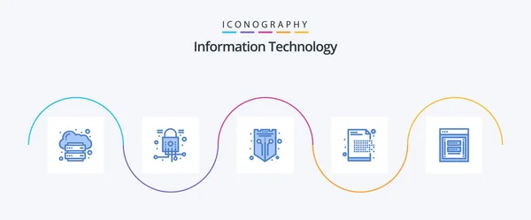 Information Technology Blue Icon Pack Including Encryption Data Security Cryptography — Stok Vektör
