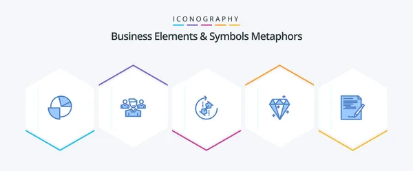 Business Elements Symbols Metaphors Blue Icon Pack Including Agreement Sucess — Stockový vektor