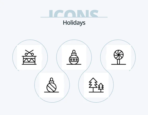 Holidays Line Icon Pack Icon Design Vacation Holiday Festival Gondola — Stock Vector