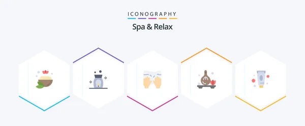Spa Relax Flat Icon Pack Including Makeup Beauty Type Aroma — Stockový vektor