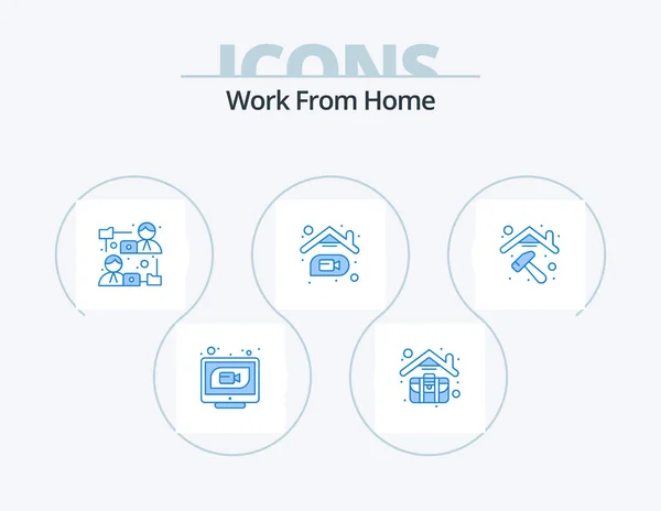 Work Home Blue Icon Pack Icon Design Online Communication Work — Vetor de Stock