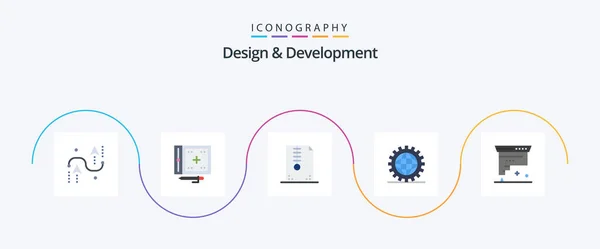 Design Development Flat Icon Pack Including Development Coding Drawing Development — Stockvektor