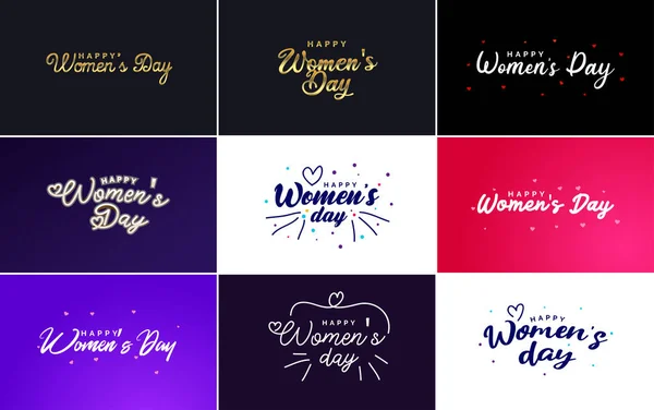 Set Happy International Woman Day Signs Emblems Vector Design Elements — Stockvector