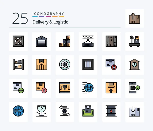 Delivery Logistic Line Filled Icon Pack Including Shipping Services Logistic — Stok Vektör