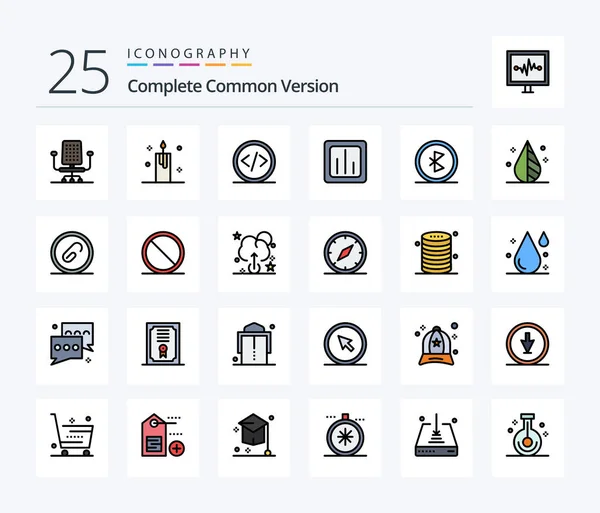 Complete Common Version Line Filled Icon Pack Including Statistics Graph — Stock vektor