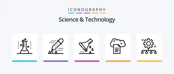 Science Technology Line Icon Pack Including Modeling Application Computer Graphics — Stock Vector