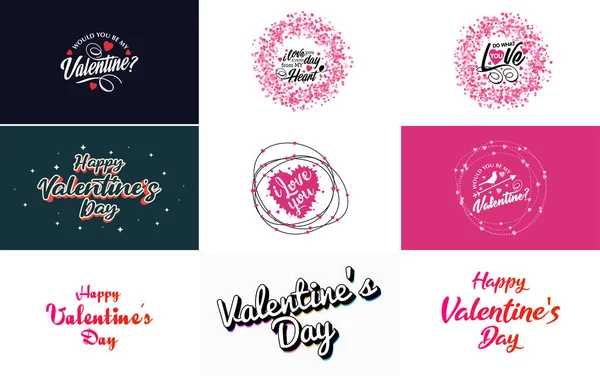 Happy Women Day Lettering Typography Poster Heart International Woman Day — Stock vektor