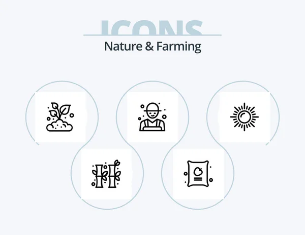 Nature Farming Line Icon Pack Icon Design Agriculture Food Sprinkier — Vetor de Stock