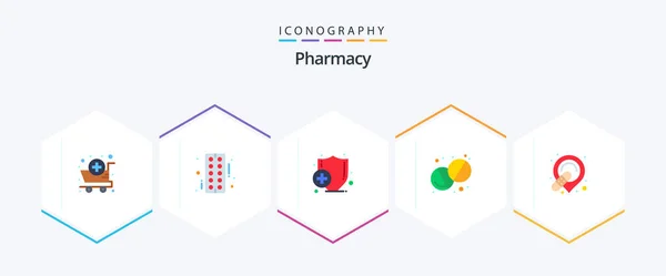 Pharmacy Flat Icon Pack Including Place Holder Band Health Pharmacy — Image vectorielle