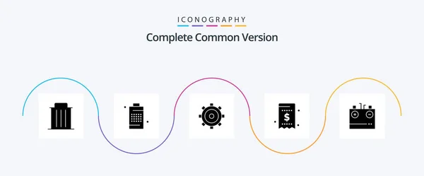 Complete Common Version Glyph Icon Pack Including Money Currency Phone — Stok Vektör