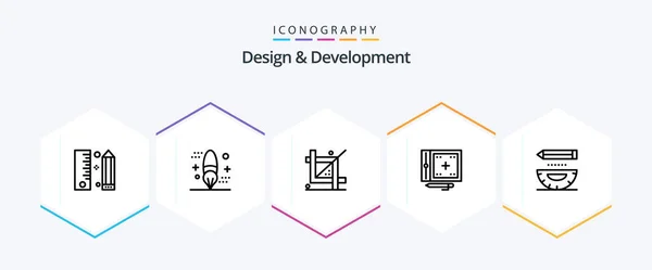 Design Development Line Icon Pack Including Development Coding Development Programing — Archivo Imágenes Vectoriales