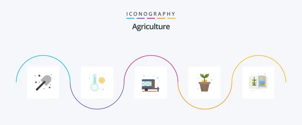 Agriculture Flat Icon Pack Including Farm Agriculture Camp Plant Pot — Stockvektor