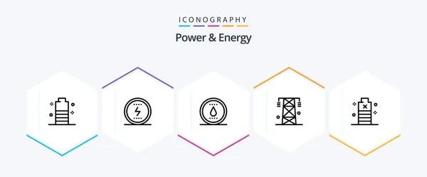 Power Energy Line Icon Pack Including Power Energy Seo Electricity — Wektor stockowy