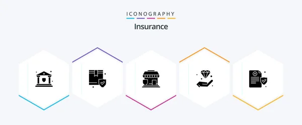 Insurance Glyph Icon Pack Including Health Insurance Insurance Hold Diamond — Stockvector