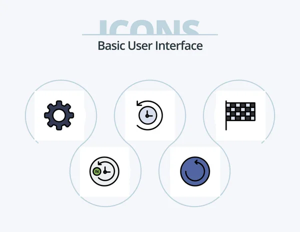 Basic Line Filled Icon Pack Icon Design Message Process Energy — Vettoriale Stock