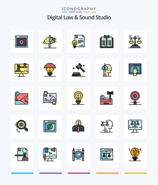 Creative Digital Law Sound Studio Line Filled Icon Pack Digital — Stock Vector